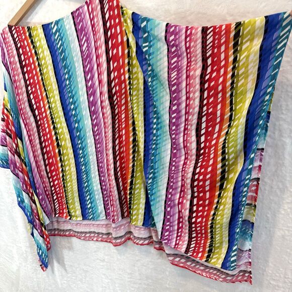 Trina Turk Poncho Top Swim Cover Up Prismatic Caftan Multi Colorful OS - Picture 8 of 10